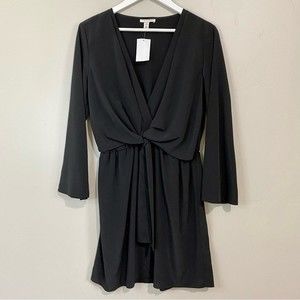 Topshop Women’s Tiffany Knot Long Bell Sleeve Mini Dress Black Size 8 NWT Summer